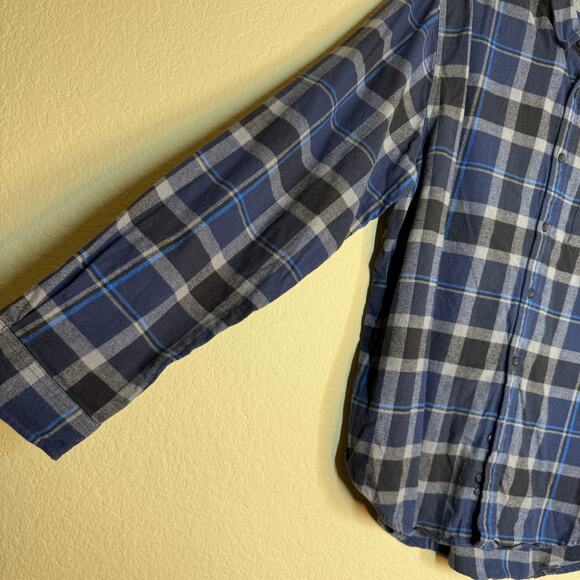 Eddie Bauer Button Down Flannel Shirt Men XL Black Plaid Long Sleeve Outdoor - Picture 6 of 9